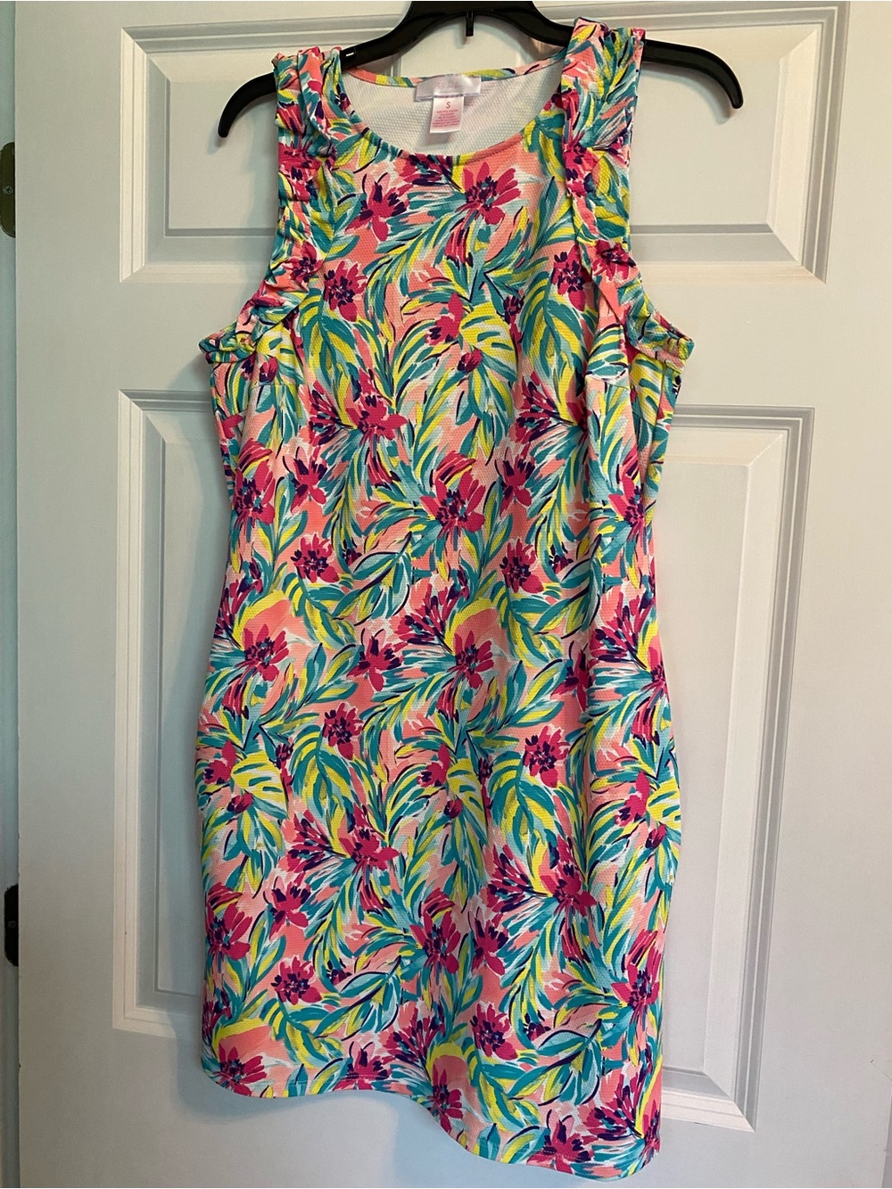 Vibrant Floral Tank Mini Dress in Pink & Teal